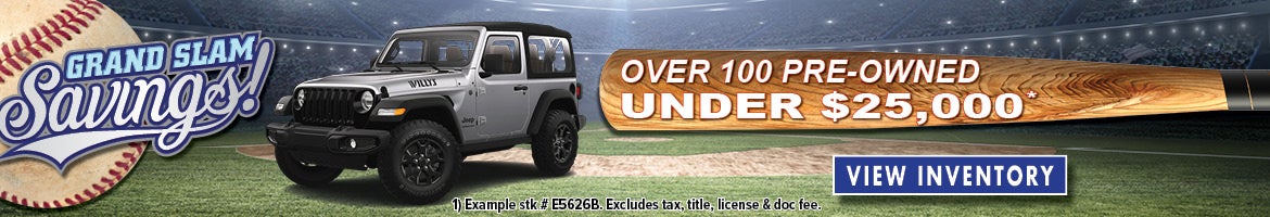 Over 100 Pre-Owned Vehicles Under $25,000