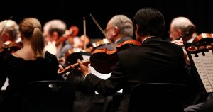 A concert performed by a symphony orchestra in Sheboygan, WI
