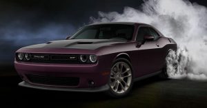 A 2020 Dodge Challenger 50th Anniversary Edition with the Hellraisin color